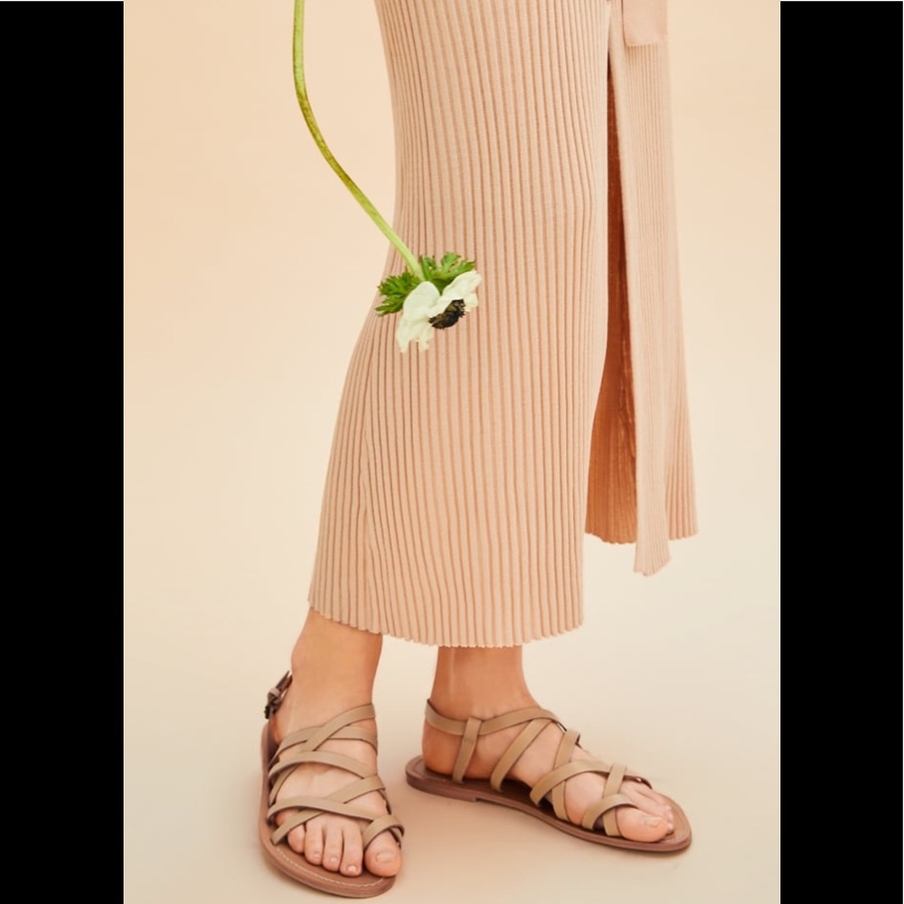 🤍 Zara Vachetta LEATHER FLAT SANDALS WITH STRAPS 6624/001